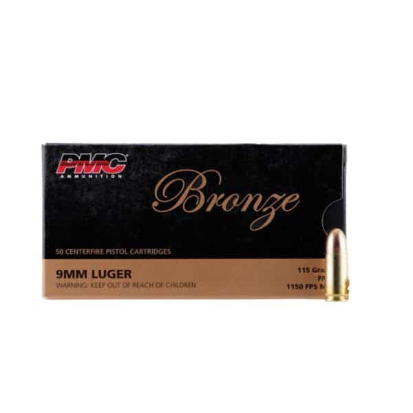 PMC BRONZE 9MM Ammo - FMJ (115 Grain) - 50 Rounds